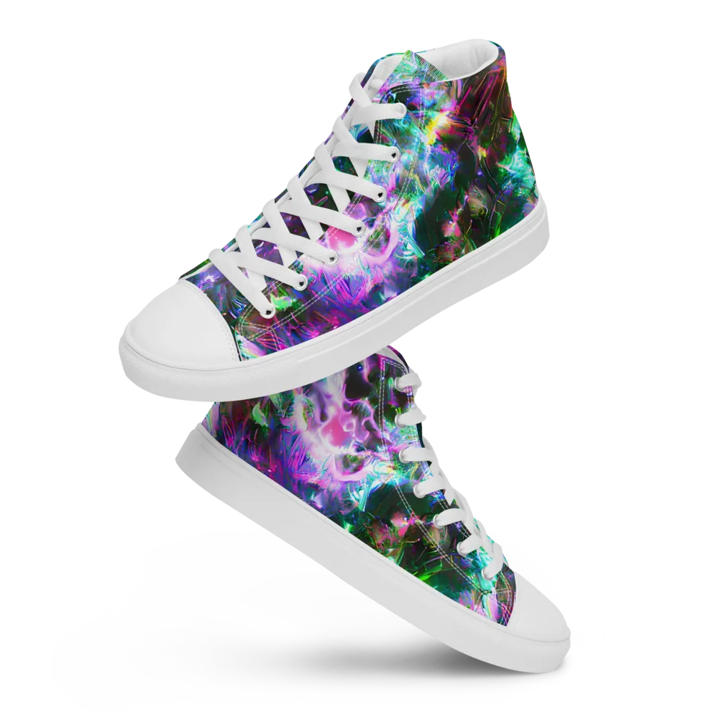 Neon Eden on Men's High Top Canvas Shoes — Front