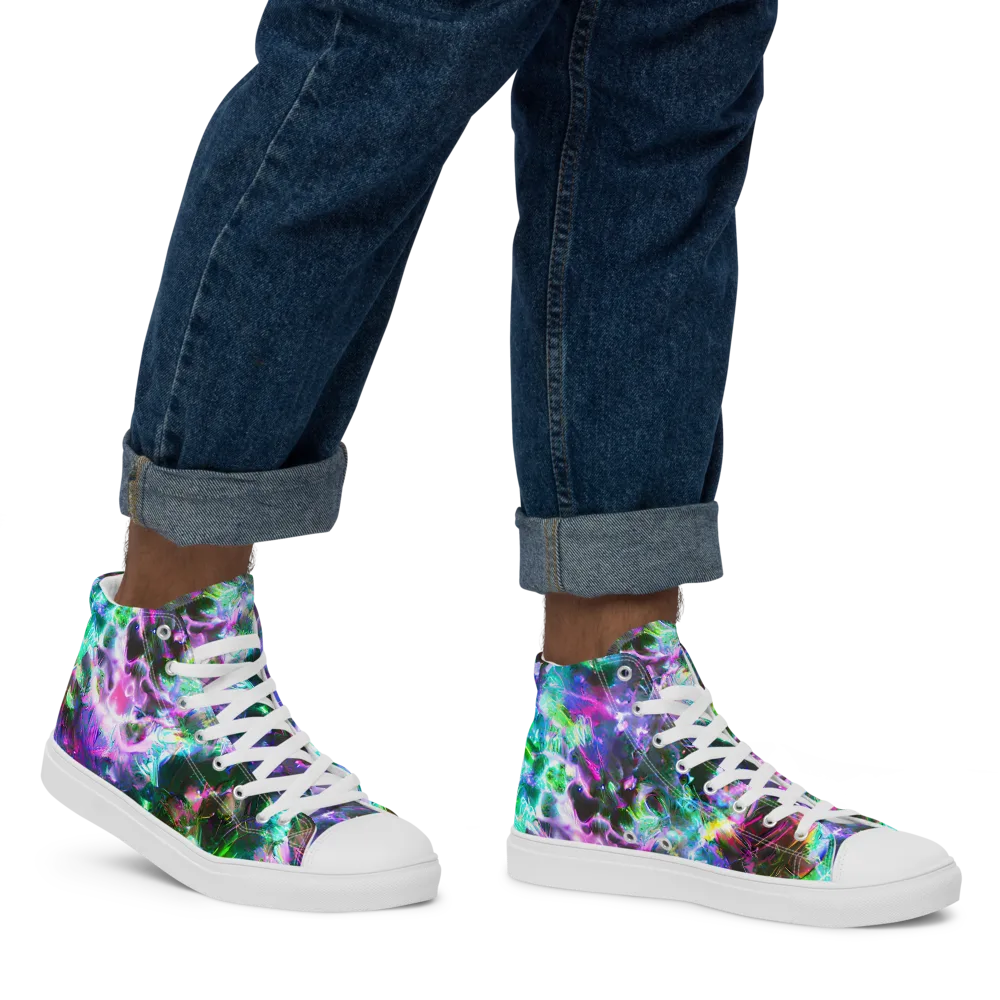 Neon Eden on Men's High Top Canvas Shoes — Right