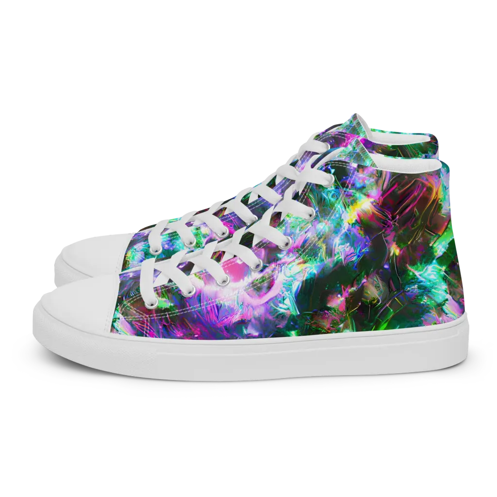 Neon Eden on Women's High Top Canvas Shoes — Left