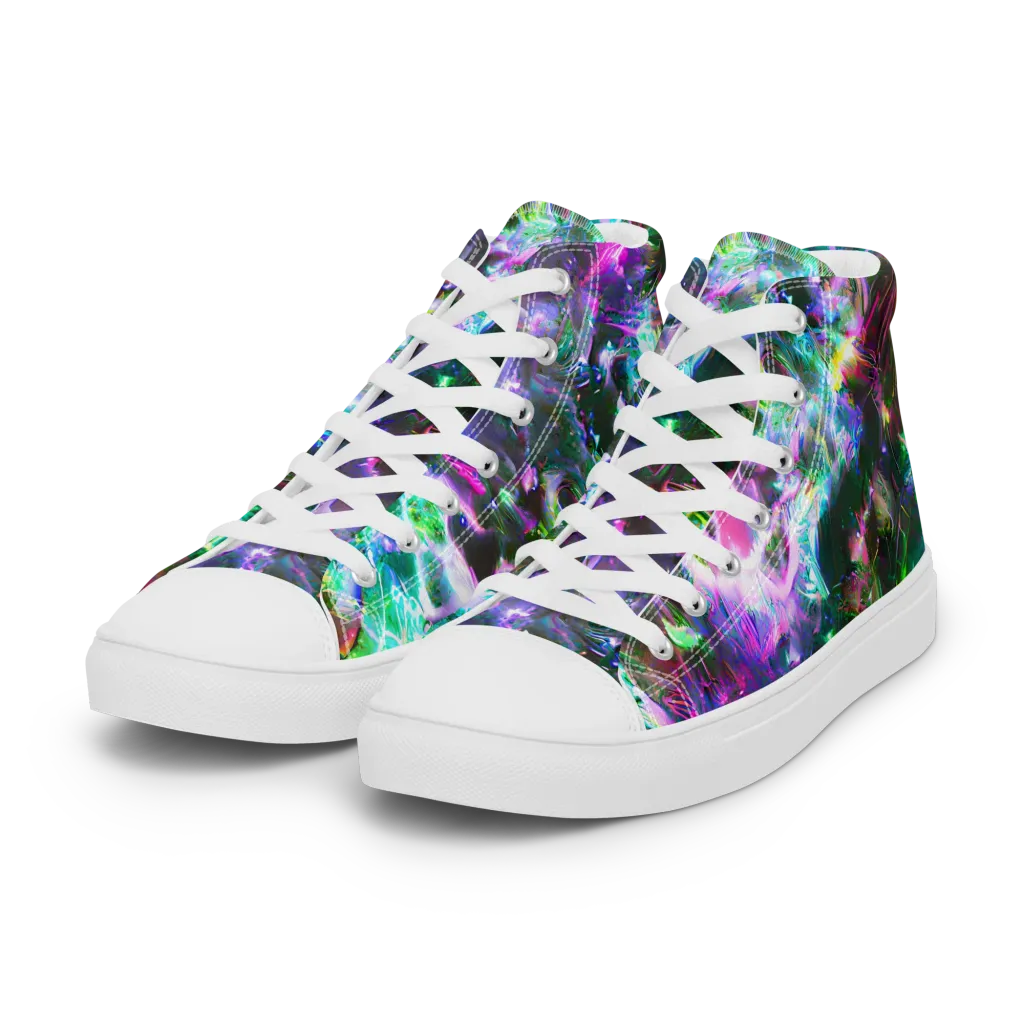 Neon Eden on Women's High Top Canvas Shoes — Left Front