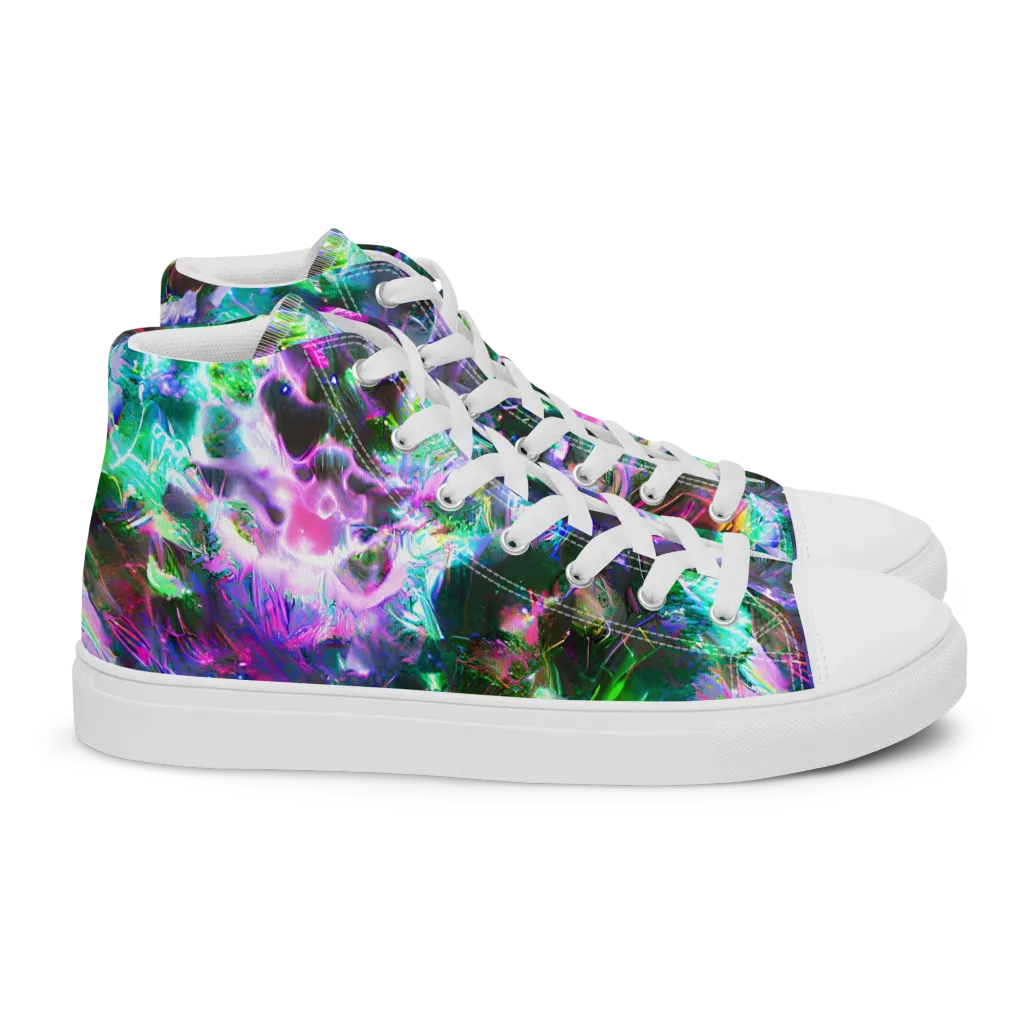 Neon Eden on Women's High Top Canvas Shoes — Right