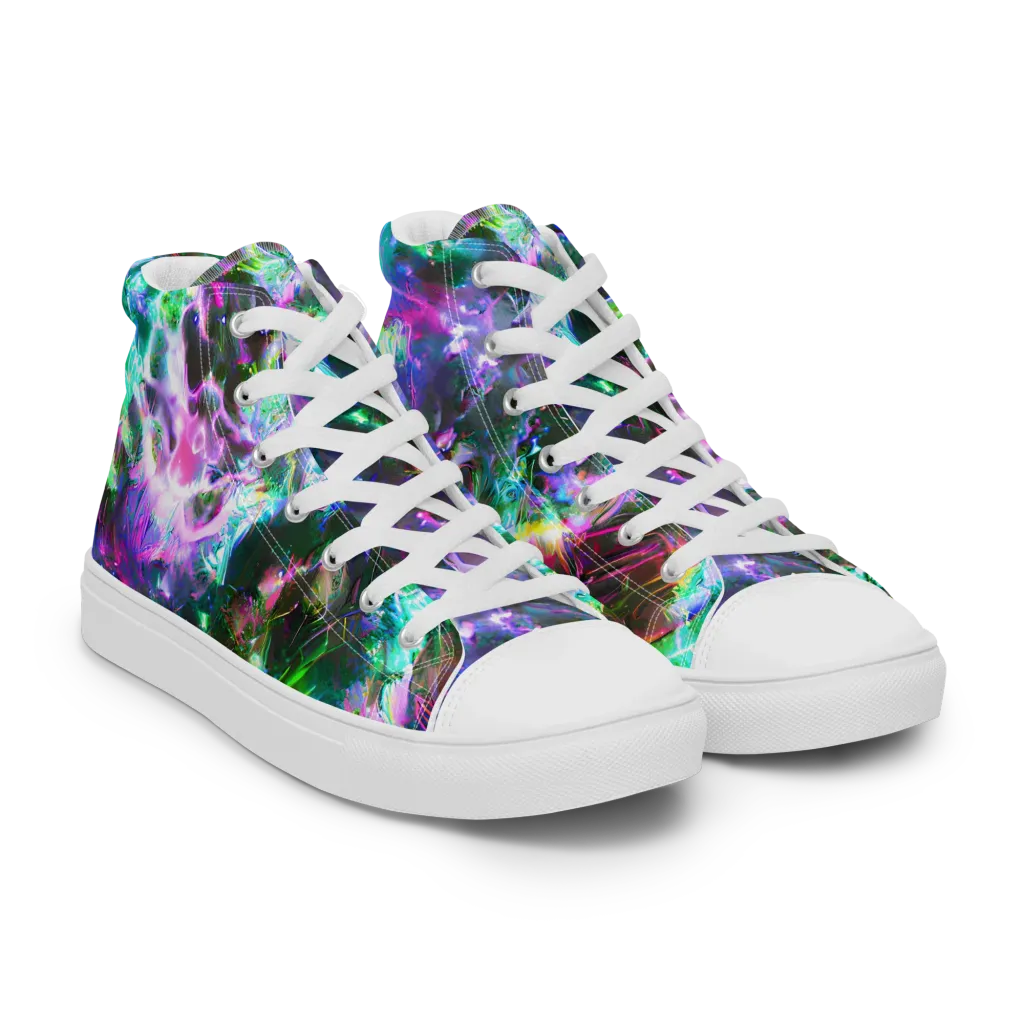 Neon Eden on Women's High Top Canvas Shoes — Right Front