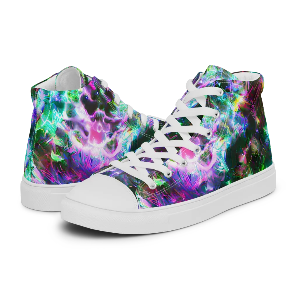 Neon Eden on Women's High Top Canvas Shoes — Left