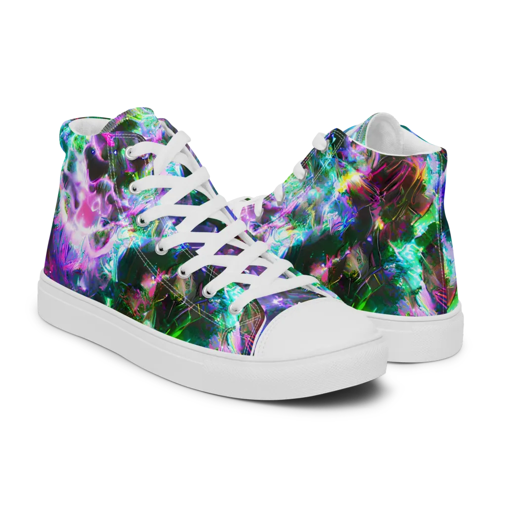 Neon Eden on Women's High Top Canvas Shoes — Right