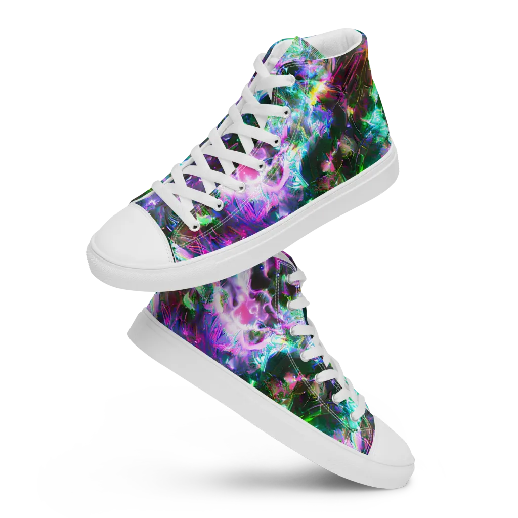 Neon Eden on Women's High Top Canvas Shoes — Front