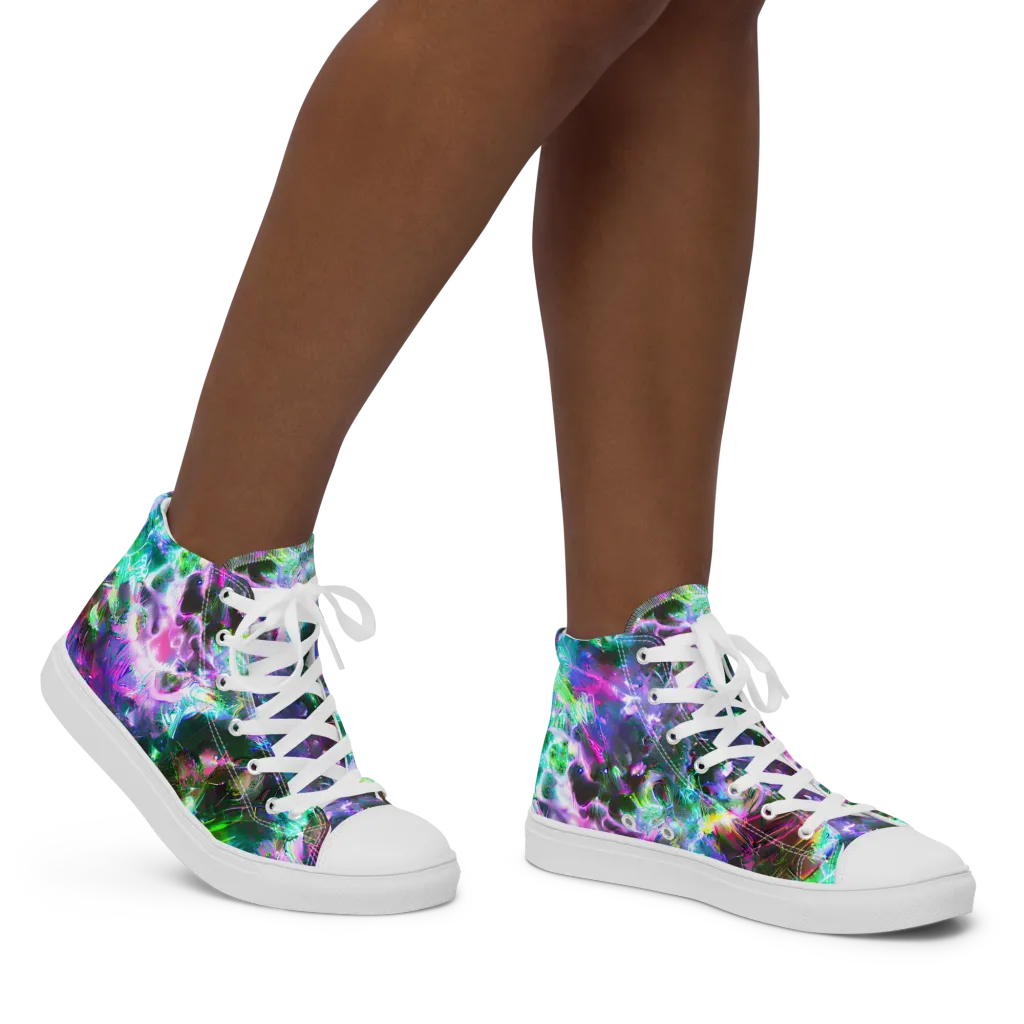 Neon Eden on Women's High Top Canvas Shoes — Right