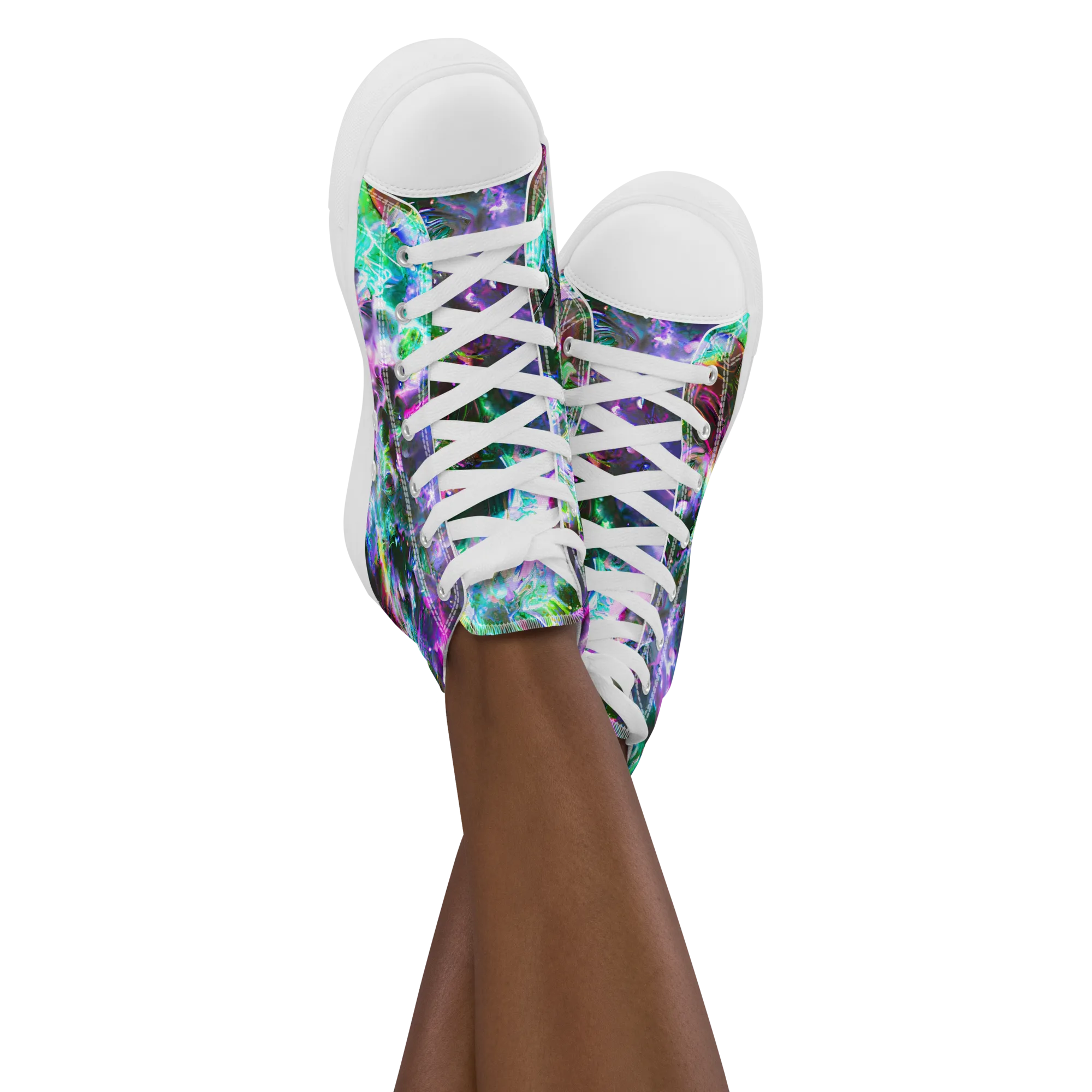 Neon Eden on Women's High Top Canvas Shoes — Front