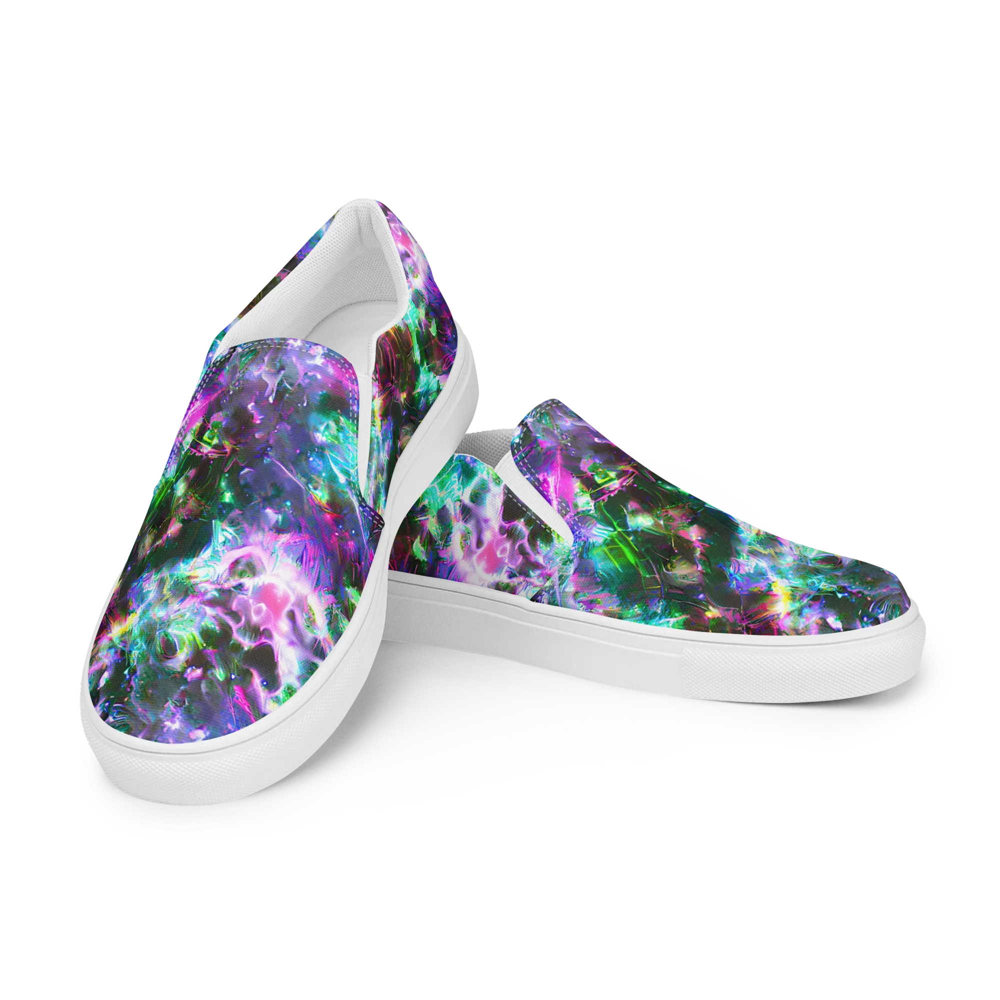 Neon Eden on Men's Slip-On Canvas Shoes — Left Front