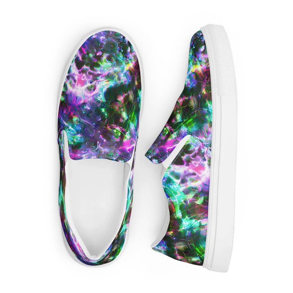 Neon Eden on Men's Slip-On Canvas Shoes — Front
