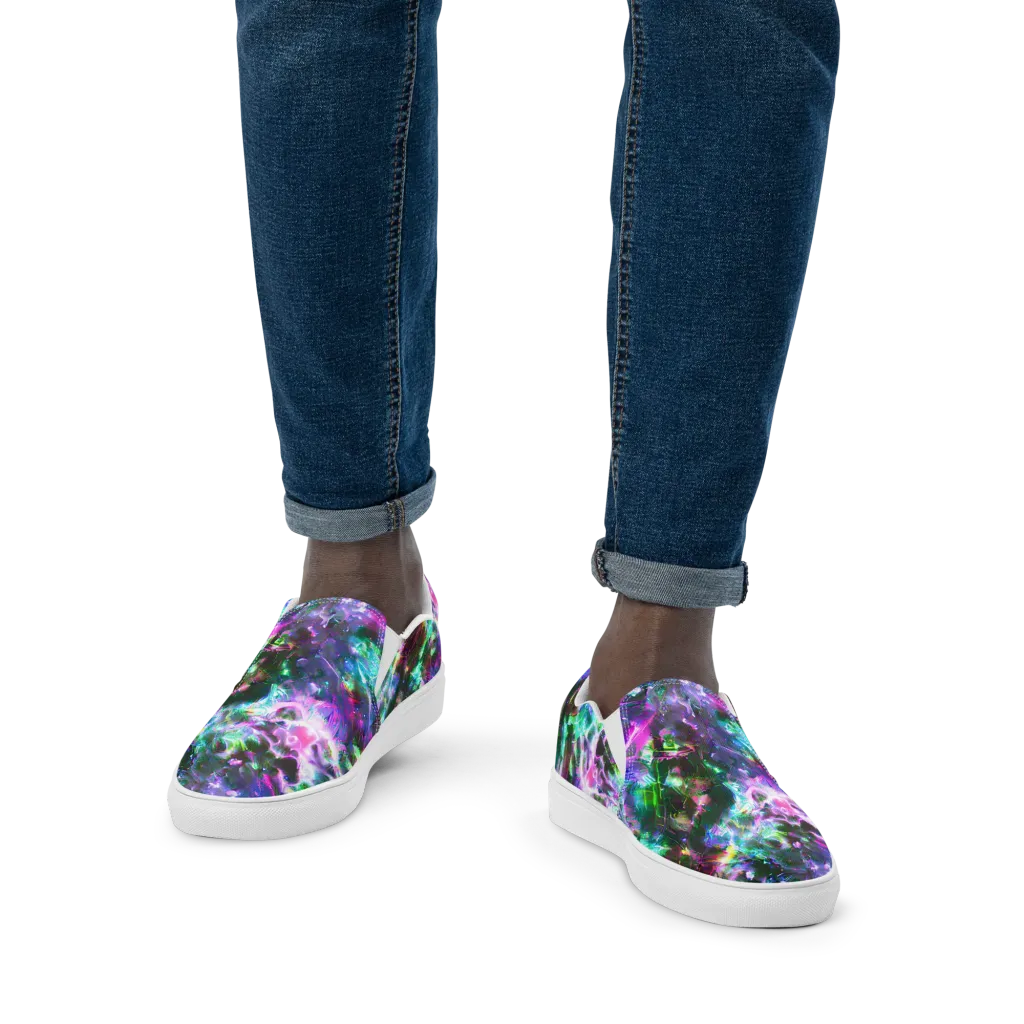 Neon Eden on Men's Slip-On Canvas Shoes — Front