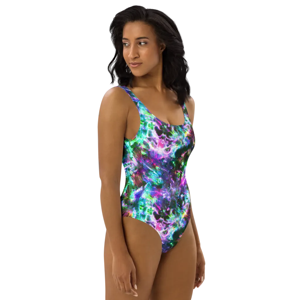 Neon Eden on One-Piece Swimsuit — Right