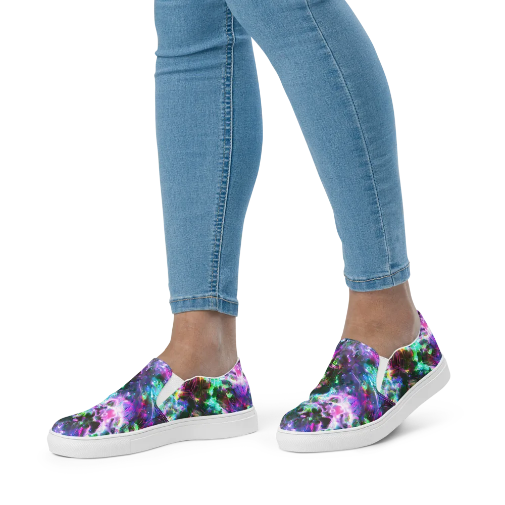 Neon Eden on Women's Slip-On Canvas Shoes — Front