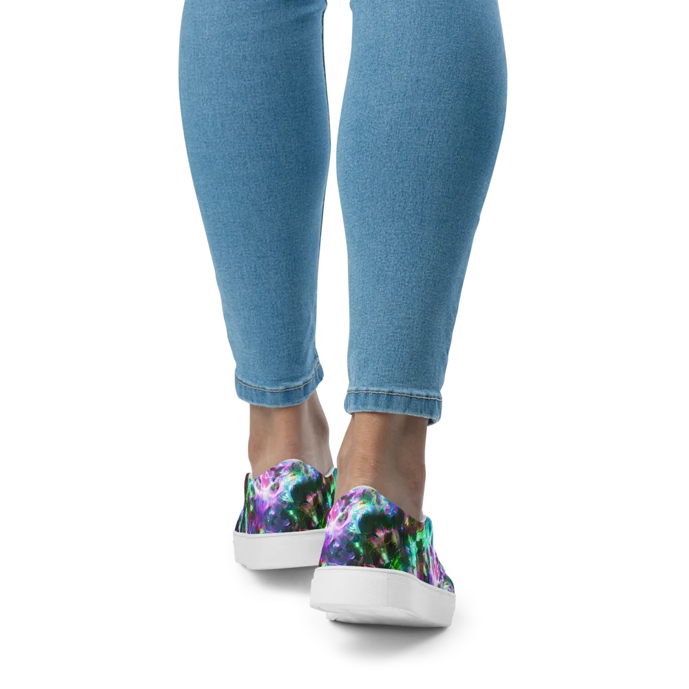 Neon Eden on Women's Slip-On Canvas Shoes — Back