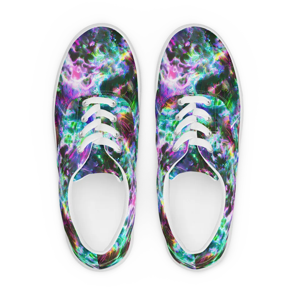 Neon Eden on Men's Lace-Up Canvas Shoes — Front