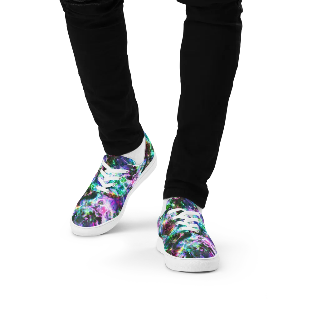 Neon Eden on Men's Lace-Up Canvas Shoes — Front