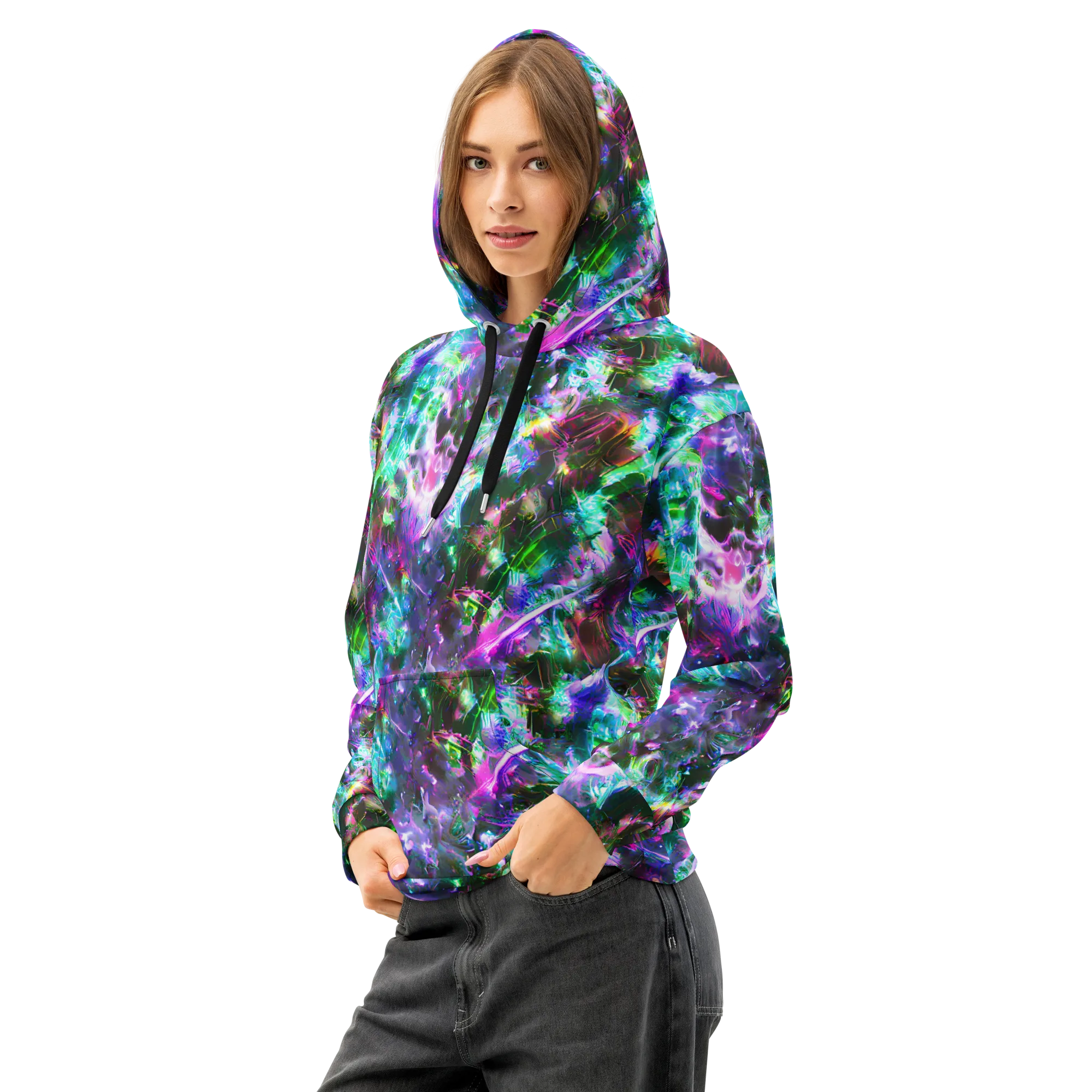 Neon Eden on Cotton Hoodie — Left Front