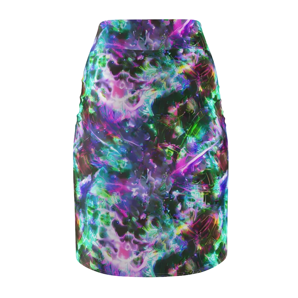 Neon Eden on Pencil Skirt — Back