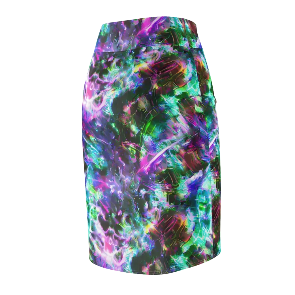 Neon Eden on Pencil Skirt — Back Side
