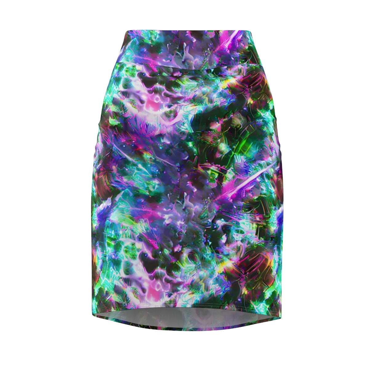 Neon Eden on Pencil Skirt — Front