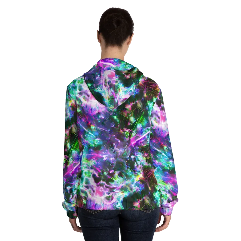 Neon Eden on Women's Full-Zip Hoodie — Back On Person