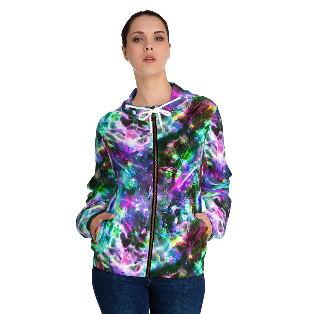 Neon Eden on Women's Full-Zip Hoodie — Front On Person