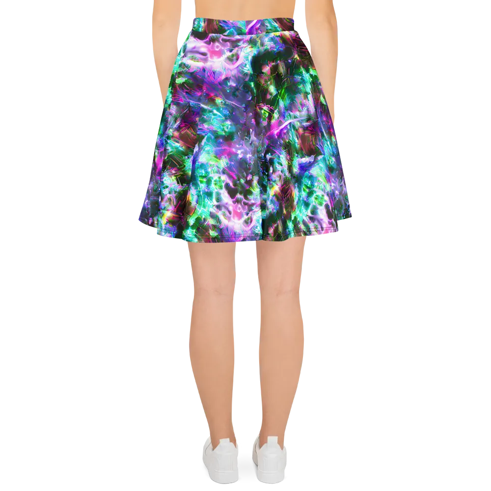 Neon Eden on Skater Skirt — Back