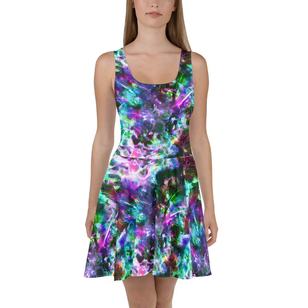 Neon Eden on Skater Dress — Front