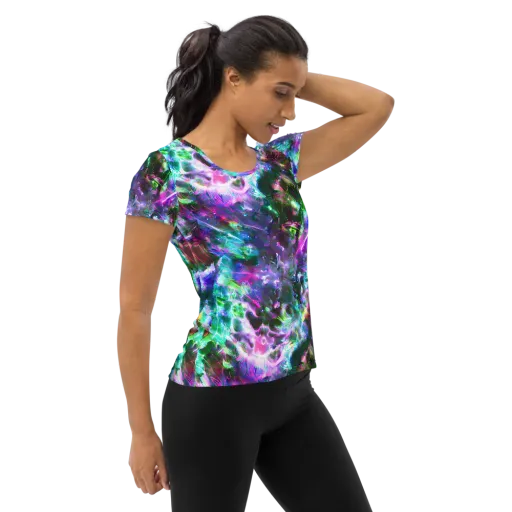 Neon Eden on a Women's Athletic T-Shirt