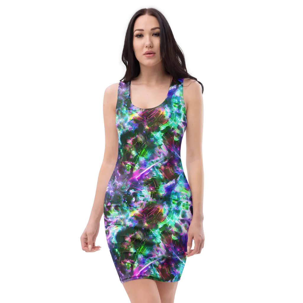 Neon Eden on Bodycon Dress — Front