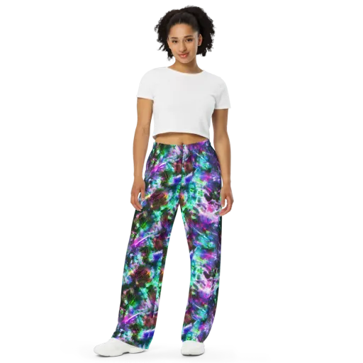 Neon Eden on a Wide-Leg Pants