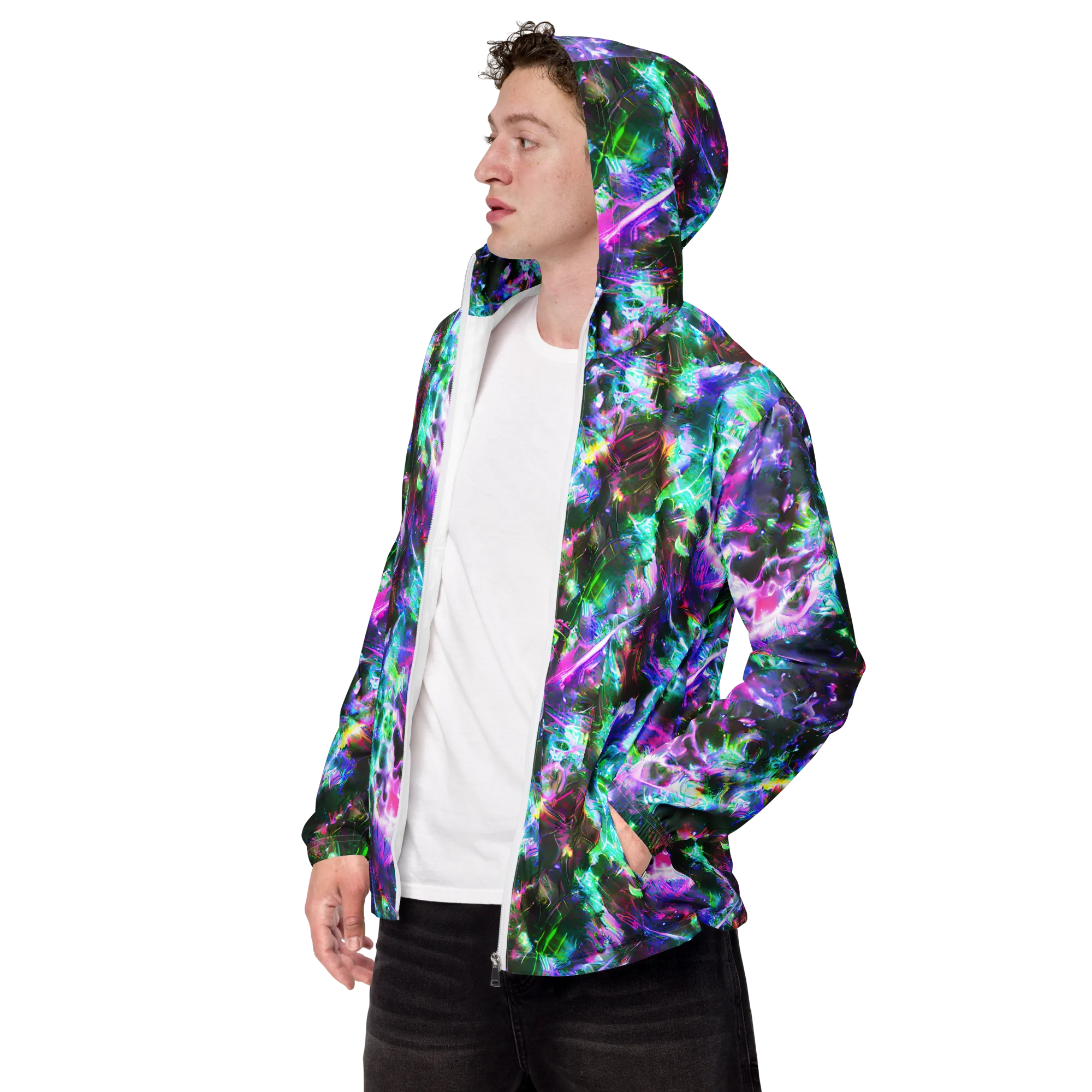 Neon Eden on Men's Windbreaker — Left Front