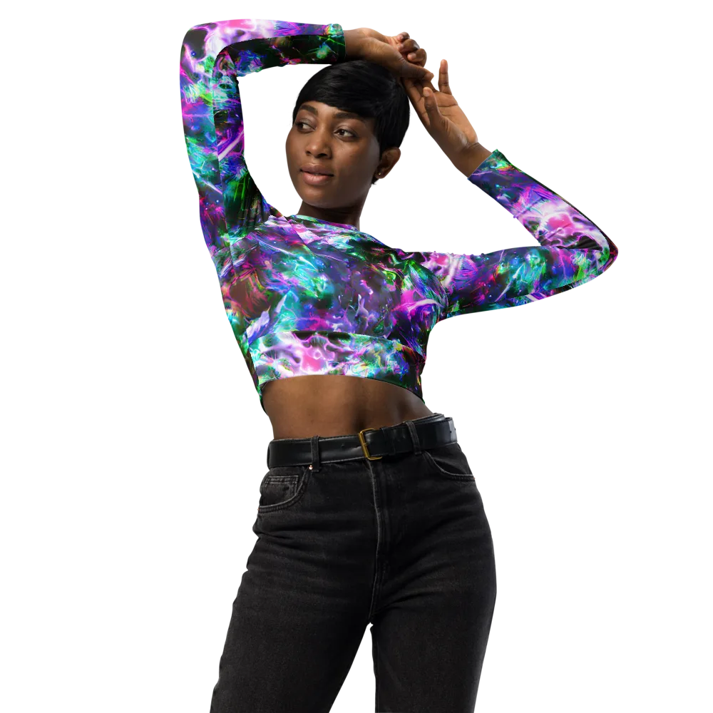 Neon Eden on Long Sleeve Crop Top — Front