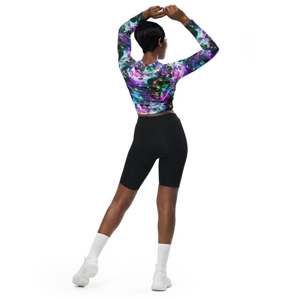 Neon Eden on Long Sleeve Crop Top — Back