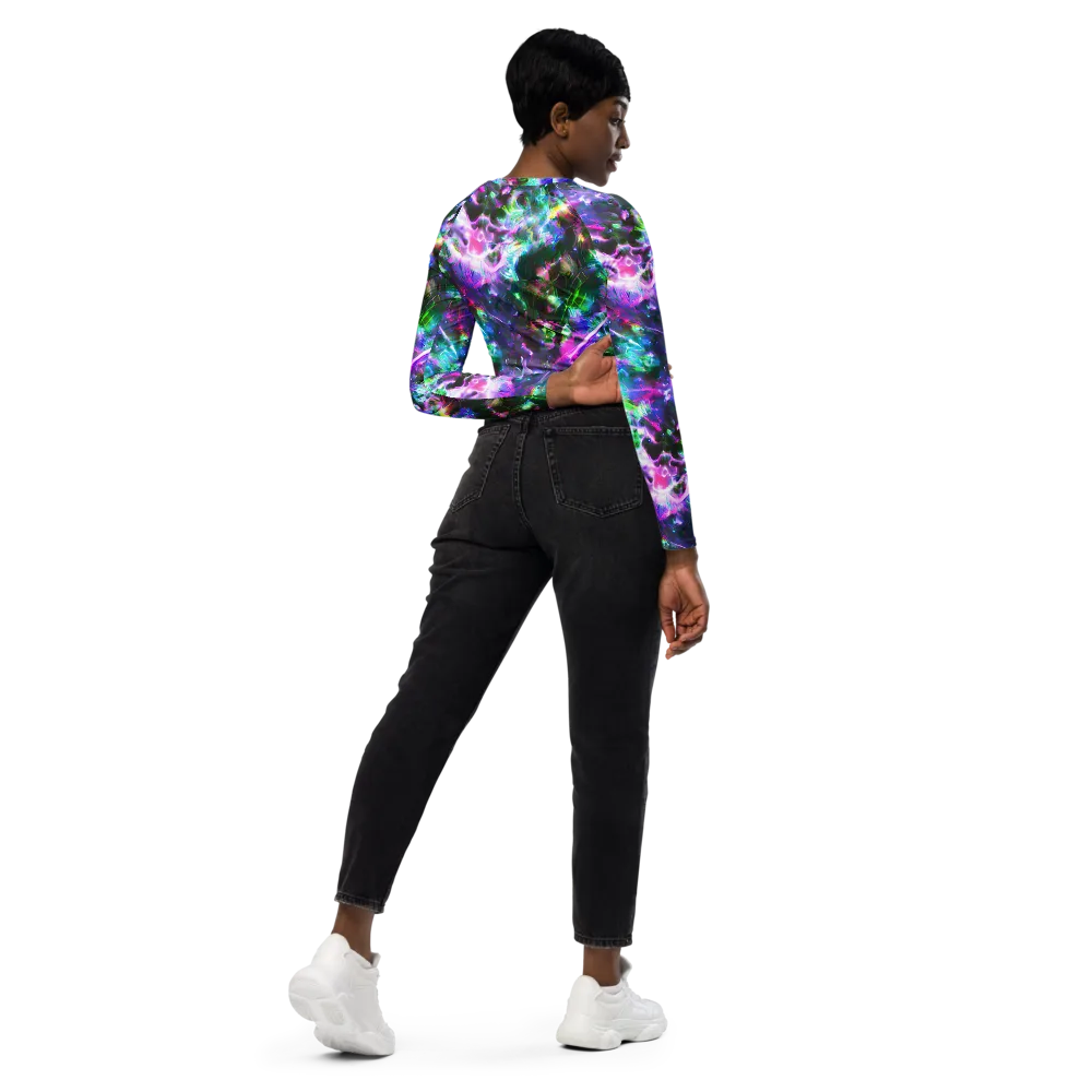 Neon Eden on Long Sleeve Crop Top — Right Back