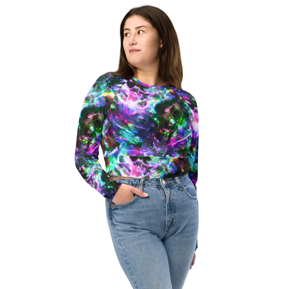 Neon Eden on Long Sleeve Crop Top — Front