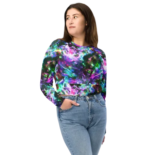 Neon Eden on a Long Sleeve Crop Top
