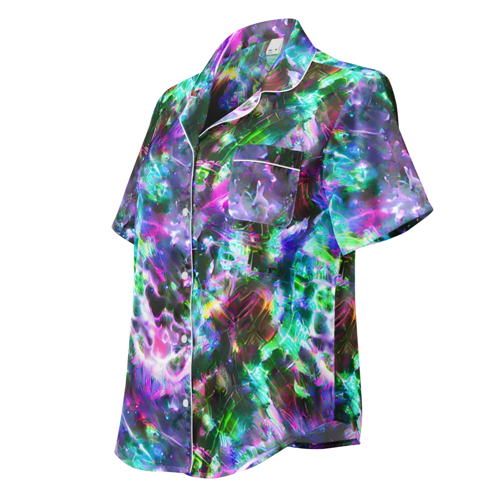 Neon Eden on Women's Short Sleeve Pajama Top — Left Front