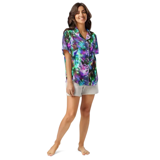 Neon Eden on a Women's Short Sleeve Pajama Top