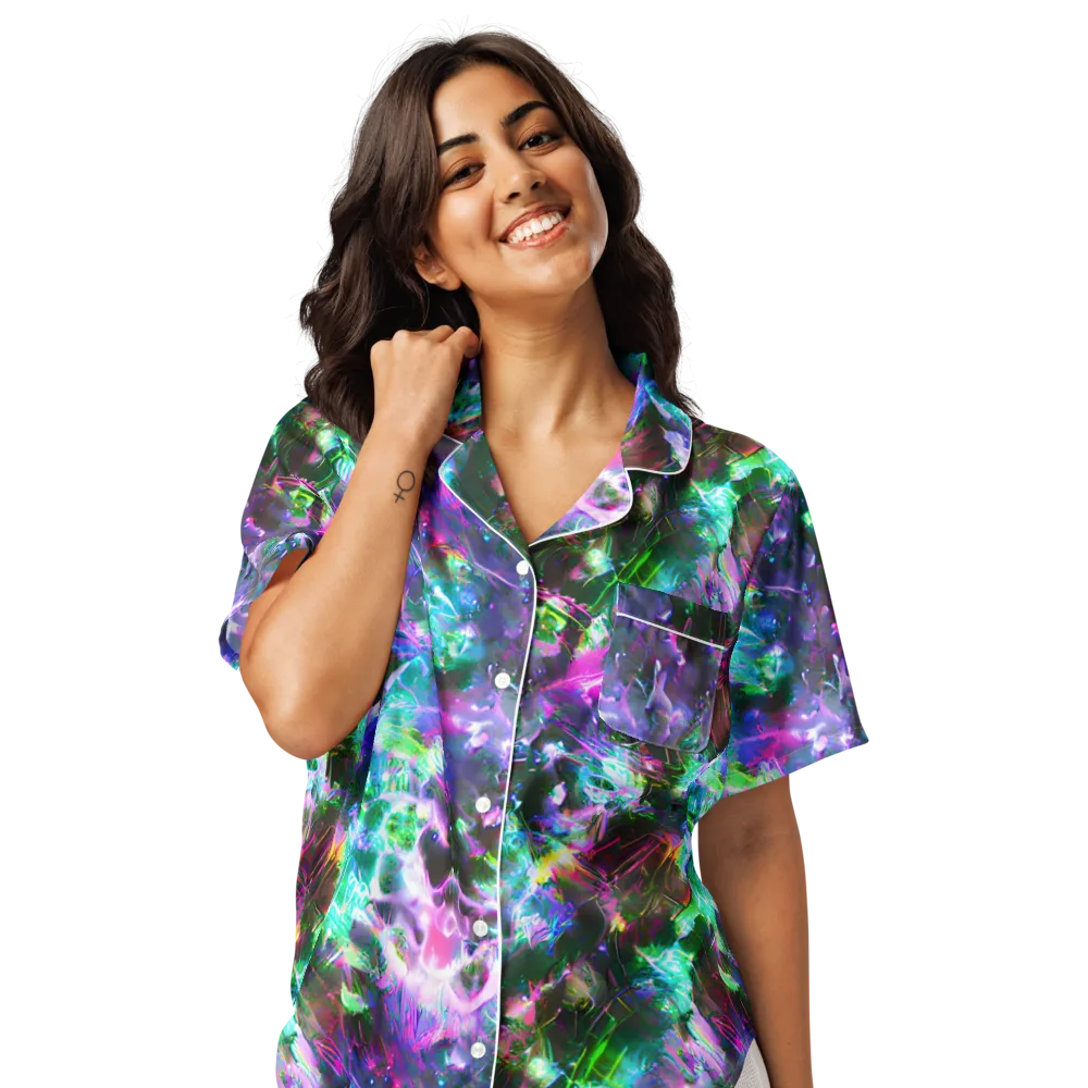 Neon Eden on Women's Short Sleeve Pajama Top — Front