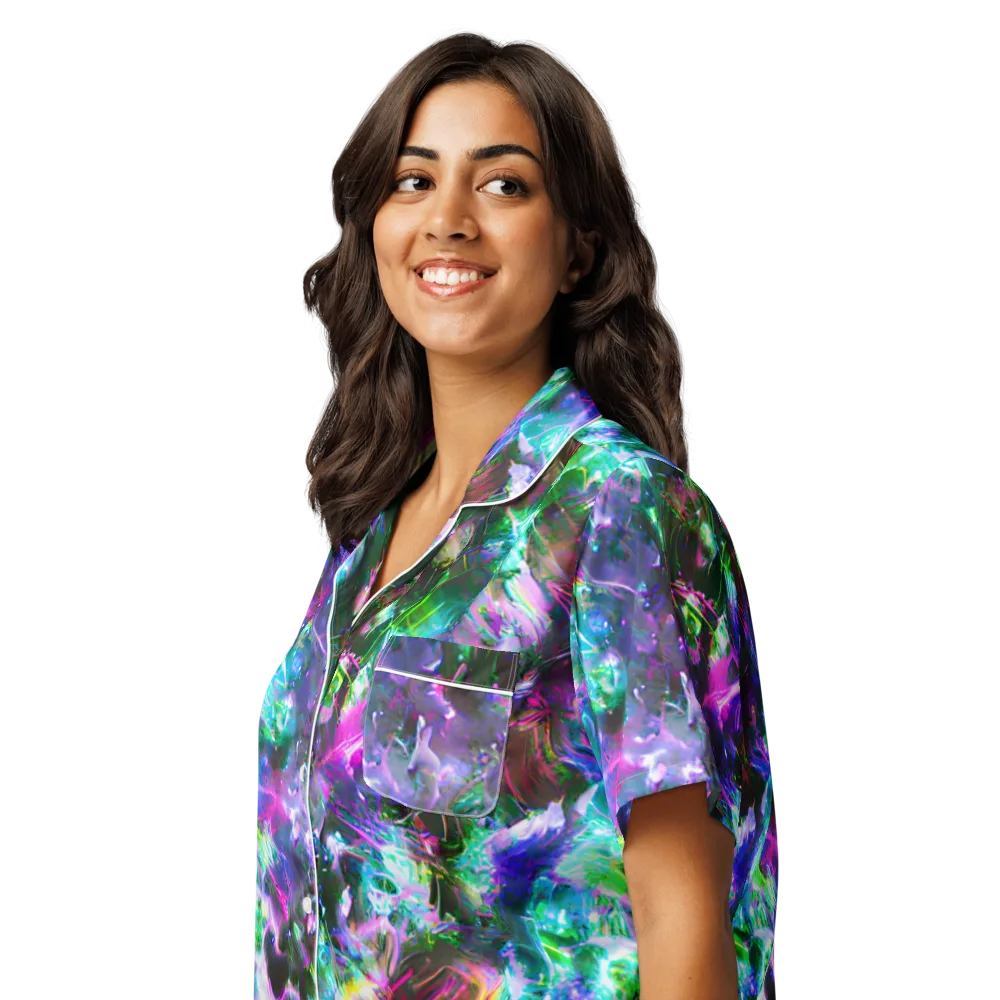 Neon Eden on Women's Short Sleeve Pajama Top — Left Front