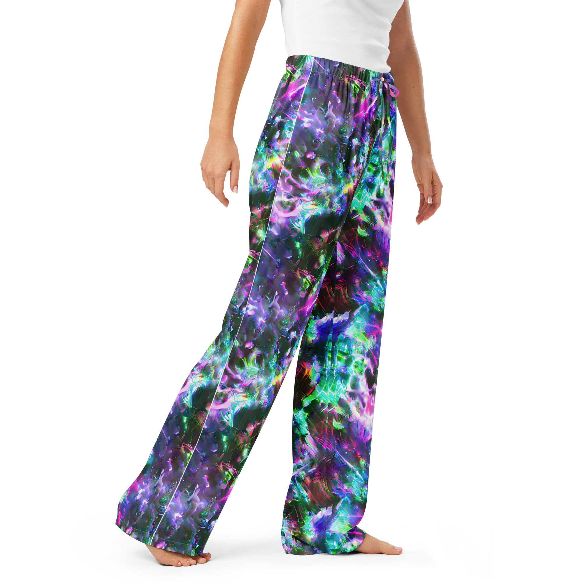 Neon Eden on Women's Pajama Pants — Right Front