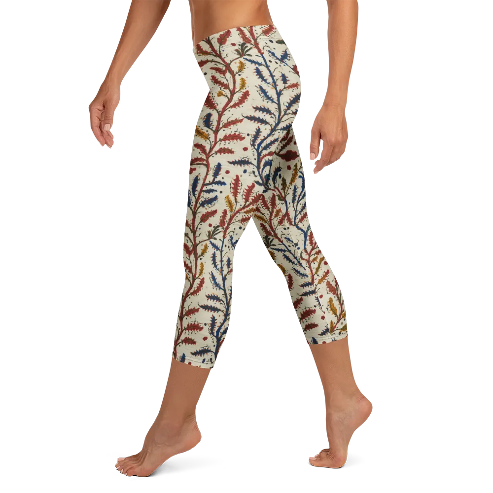 Crimson Seaweed on Capri Leggings — Left