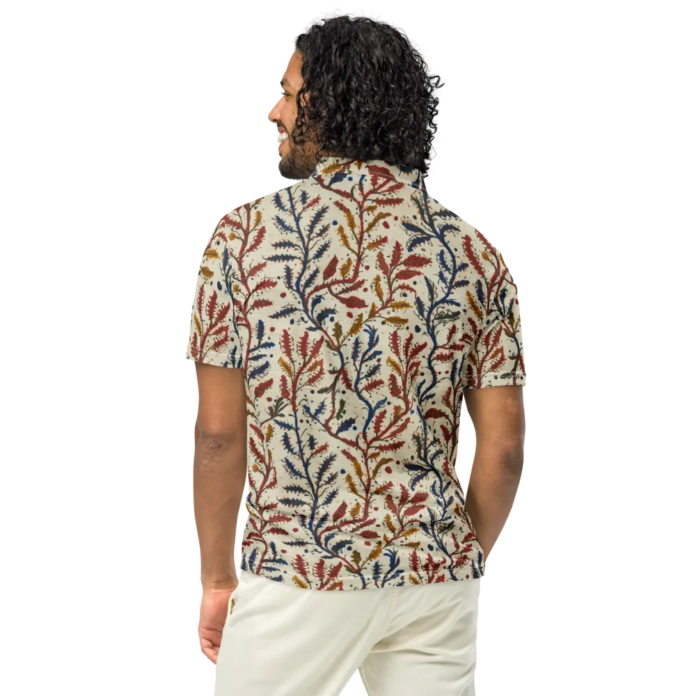 Crimson Seaweed on Men's Slim Fit Polo Shirt — Back
