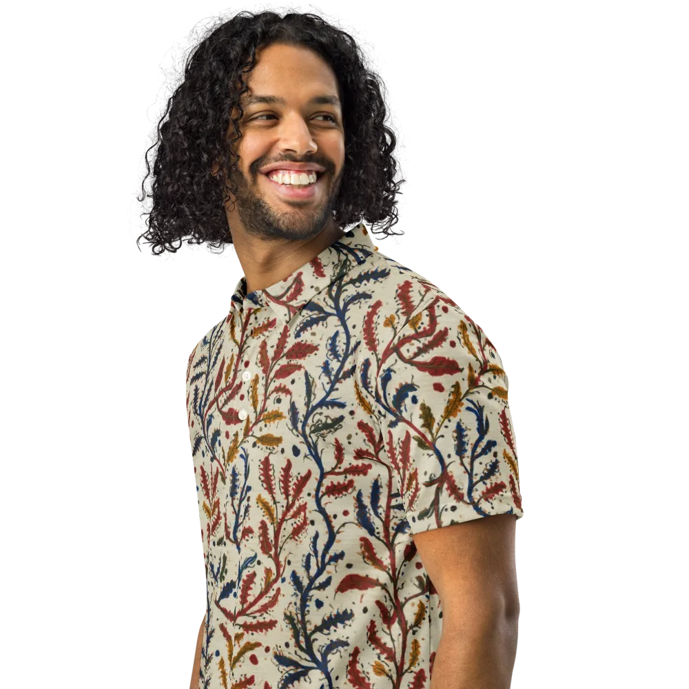Crimson Seaweed on Men's Slim Fit Polo Shirt — Left Front