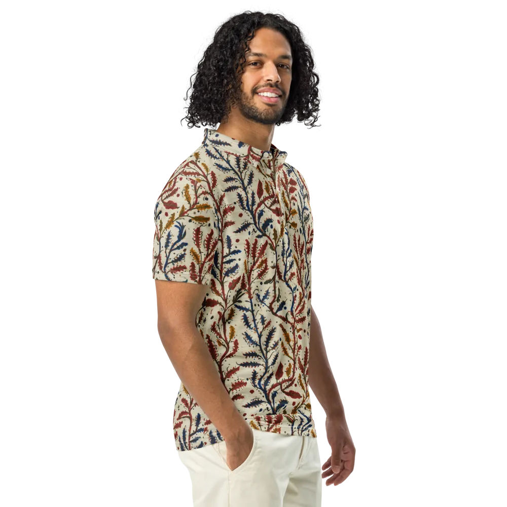 Crimson Seaweed on Men's Slim Fit Polo Shirt — Right Front