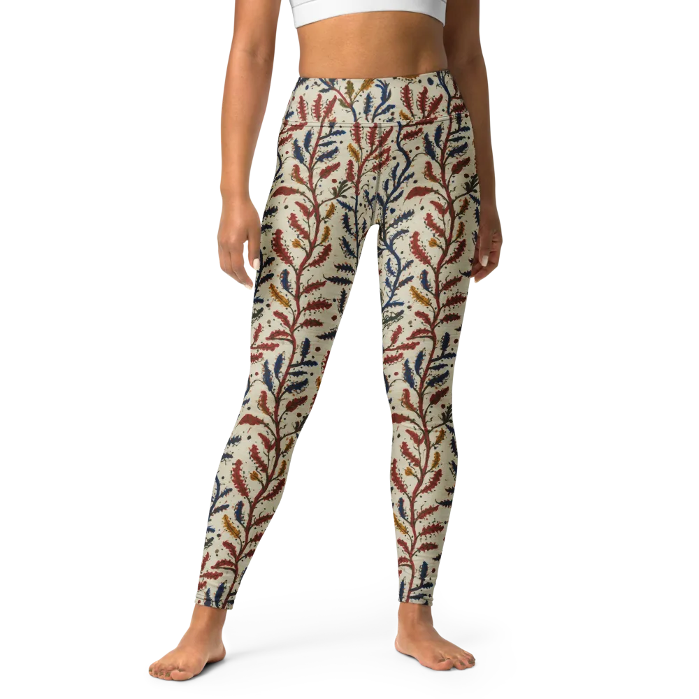 Crimson Seaweed on Yoga Leggings — Front