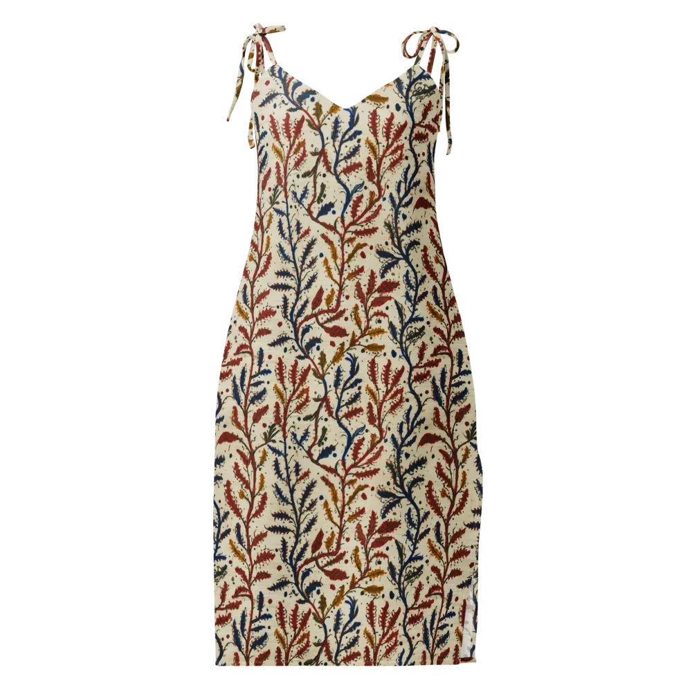 Crimson Seaweed on Slip Dress — Front