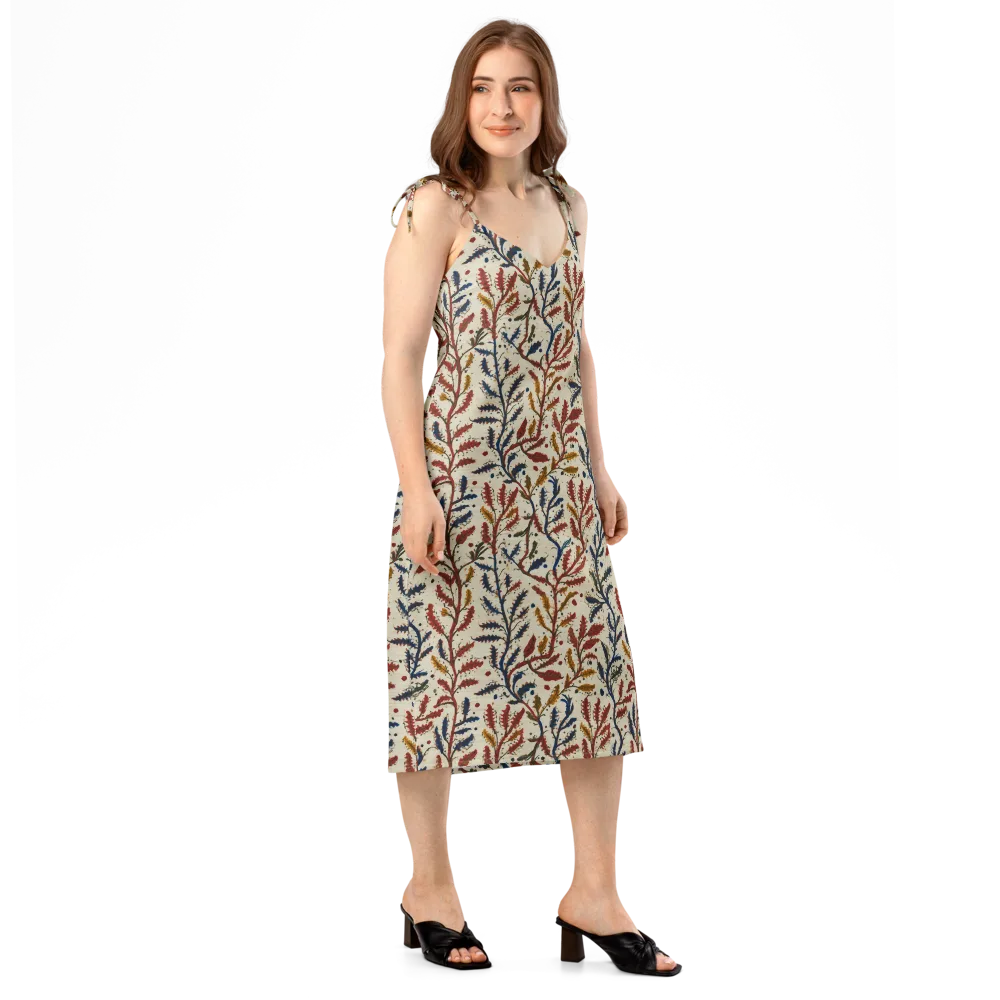Crimson Seaweed on Slip Dress — Right Front