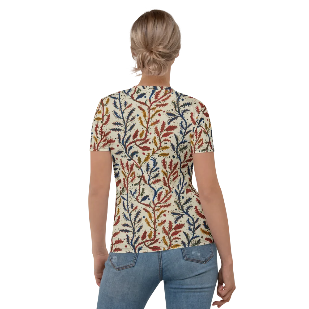 Crimson Seaweed on Women's Crew Neck T-Shirt — Back
