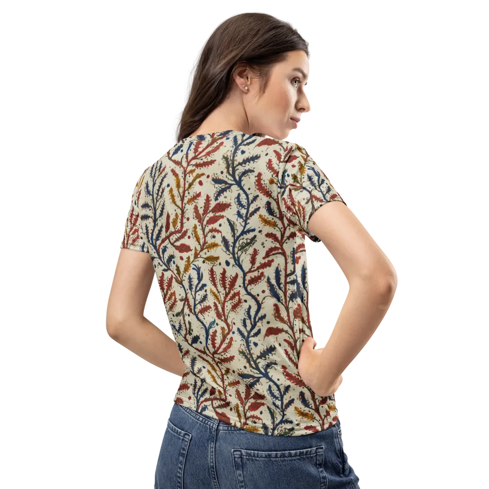 Crimson Seaweed on Women's Crew Neck T-Shirt — Back